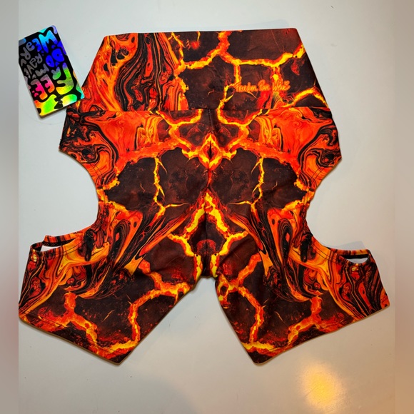 Volcano Biker Rave/ Festival Shorts w/Cut Out - Picture 2 of 7